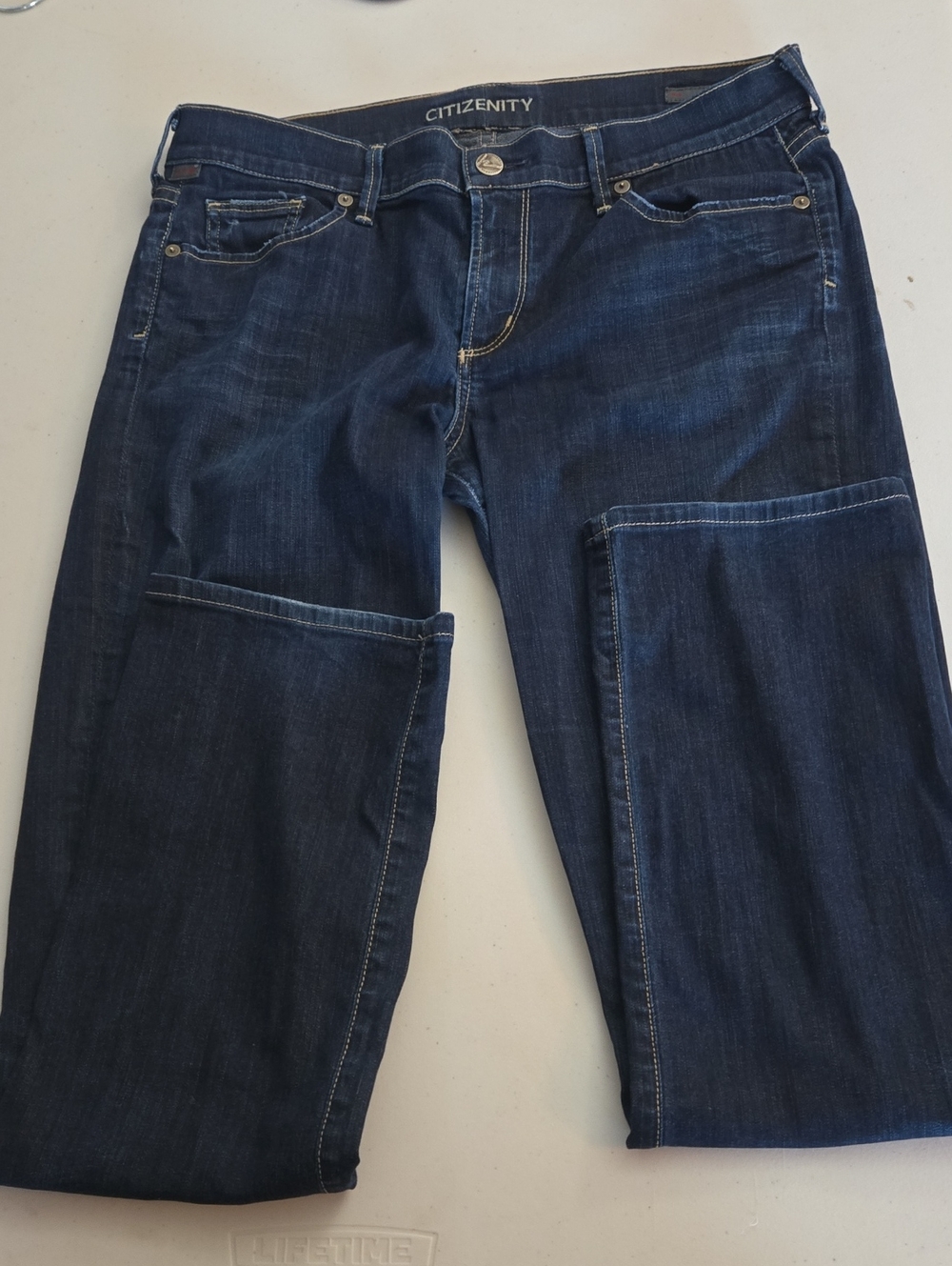 Citizens of Humanity Ava Low Rise Straight Leg Jeans Dark Wash Blue Size 32
